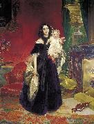 Karl Briullov Portrait of Mariya Arkadyevna Bek with her Daughter oil painting reproduction